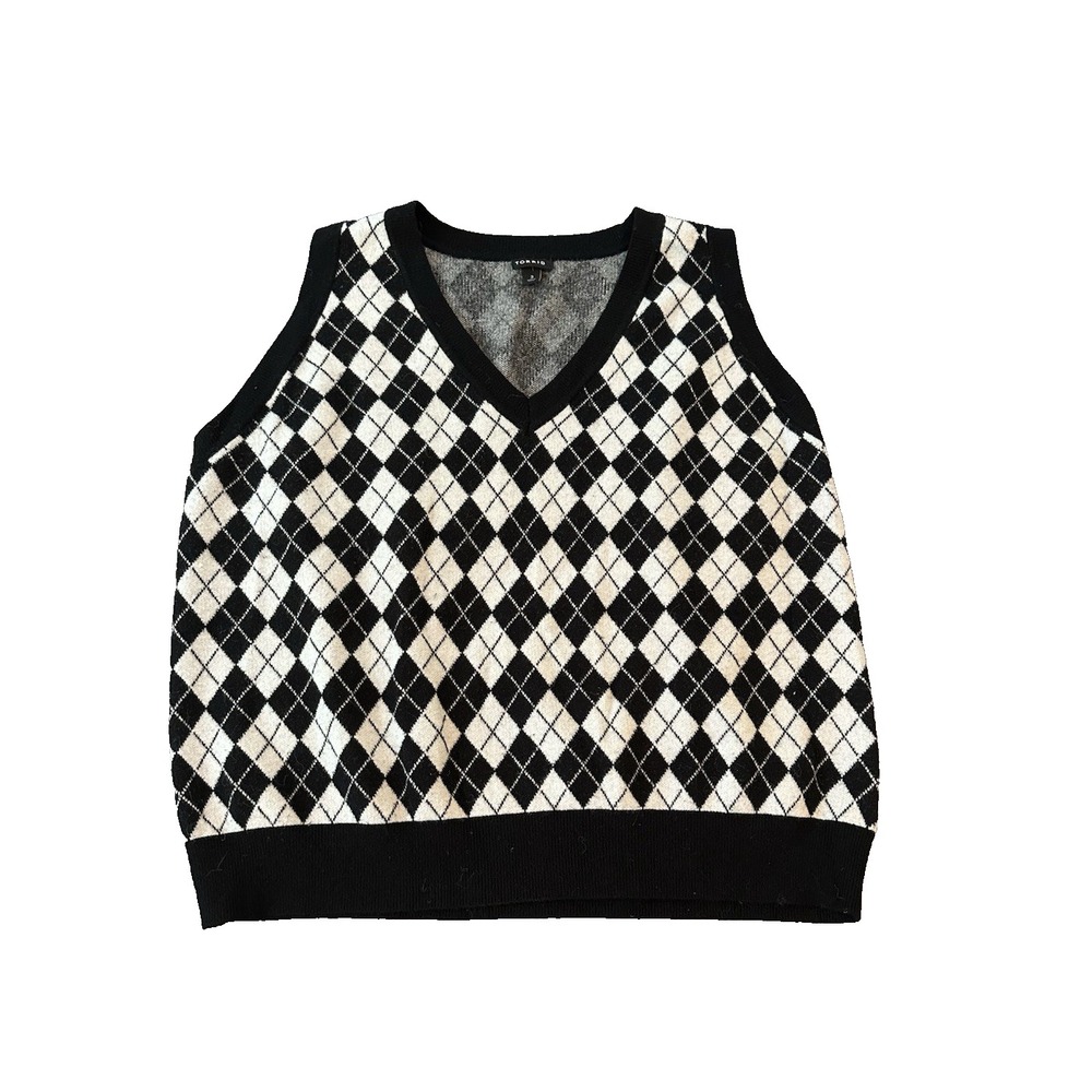 Argyle Sweater Vest Black White Torrid Womens 3 Preppy Dark Academia Sleeveless